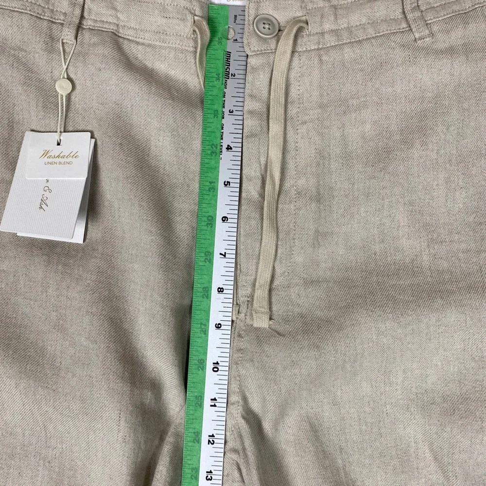 Porter & Ash Washable Linen Blend Slim Fit Drawstring Pants Mens 36 Tan NWT